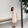 FANSILANEN夏季正式场合法式职业连衣裙女夏新款气质收腰面试裙子通勤连衣裙 米色 M 实拍图