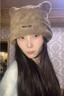 MMOPTOP可爱猫耳朵帽子女秋冬款毛绒保暖毛线帽百搭针织冷帽包头帽潮 实拍图