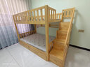 子航（ZH） 上下床实木儿童床橡胶木双层床彩漆双抽高低床宿舍上下铺 橡木色-上铺135下铺135 梯柜款 实拍图