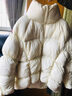 日着原创设计师女装冬季新款女士前短后长宽松高领保暖无胆防绒羽绒服 白色 S 实拍图