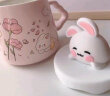 美杜情人节礼物陶瓷马克杯带盖咖啡杯水杯送女友闺蜜女生伴手礼 粉色兔子+盖子吸管 420ml 晒单实拍图
