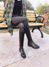 晟霆小筒围真皮不过膝长靴女秋冬新款加绒百搭骑士靴平底侧拉链高筒靴 黑色绒里 38 (240mm) 实拍图