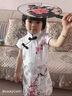 丹鸟王新款儿童旗袍夏季复古装洋气公主裙中国风小女孩宝宝女童旗袍裙子大码中国风中大童中式表演出服 粉色花（仿丝绸） 120码 实拍图