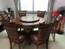 帕芭莎（PABUSIOR）【严选正品】欧式餐桌实木美式餐桌家用1.5米餐桌椅组合大圆桌1.8 1.3m 餐桌+6椅  （送转盘） 实拍图