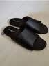 方升真皮舒适软底木地板室内拖鞋简约居家高档轻声一字拖手工定制大码 黑色 绒皮底 44 44、45共码 实拍图