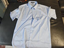 罗蒙短袖衬衫男士竹纤维抗皱商务条纹格子职业装工装休闲衬衣上衣男装 实拍图