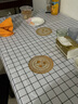 颖爵 餐桌布欧式防水防油防烫免洗台布PVC桌布网红茶几布艺小清新圆桌 加厚-黑白格 100x160 茶几专用 实拍图