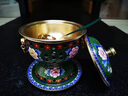 隆顺铜艺景泰蓝铜火锅单人火锅铜锅铜一人小火锅锅具会所酒店餐具小火锅 黄底花开富贵【正宗景泰蓝】 19cm 实拍图