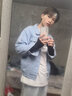 楠馨妤港味文艺男春秋季新款破洞牛仔外套男士韩版宽松浅色上衣潮流学院风青少年学生牛仔夹克外套男 J07蓝色 M 实拍图