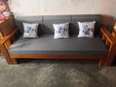 稚木青禾 沙发床 实木沙发床中式两用简易多功能双人折叠中式沙发床 松木柚木色+棕垫+海绵靠背+抱枕 展开150cm（包送货安装） 实拍图