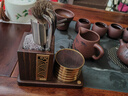 神雕（SHEN DIAO）黑檀木六君子五件套实木嵌铜套装功夫茶具茶道零配件茶艺摆件杯垫 黑不锈钢-黑檀方海浪杯垫配3件套 实拍图