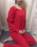 浪莎保暖内衣女加绒加厚套装冬季美体修身秋衣秋裤女士保暖打底衫 红色套装 实拍图
