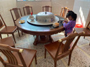 慕凰风语 餐桌 新中式全实木餐桌椅组合大理石圆形饭桌带转盘家用岩板大圆桌 黑紫色 1.2米单桌（配0.8米转盘） 实拍图