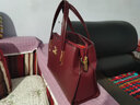袋鼠品牌中年妈妈手提包真皮包包女包2025新款时尚牛皮斜挎包红色婚包 酒红色（礼盒+手包卡包） 实拍图