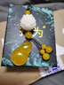 持为 手机挂件玉坠挂饰短款中国风手工编挂绳玉石个性创意菩提挂坠吊坠女手机链金色知了葫芦紫色绿玉髓钱袋 福禄双全-黄玉髓 实拍图