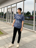 AK ARMY夏季新款复古飞虎队鲨鱼头飞机印花短袖t恤男休闲圆领男士体恤衫 蓝色 L （140-155斤 实拍图