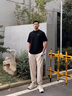 NODE SPORTS品牌联名男士休闲裤春夏新款裤子男宽松舒适阔腿裤休闲百搭长裤 黑色B【直筒】 XL 实拍图