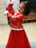 欧育女童汉服冬季儿童拜年服加绒裙子古装中国风女孩B1345红色130码 实拍图