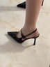天丂高跟鞋女鞋黑色性感尖头2025年新款细跟凉鞋春夏小众设计百搭单鞋 黑色6cm 37码 脚宽建议拍大一码 实拍图