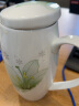 后海700ML大容量马克杯带盖骨瓷喝水杯子办公室茶杯女陶瓷水杯有盖的 腰鼓杯-天香百合绿[700ML可微波] 实拍图