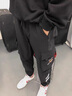 歌朴伟工装裤子男春秋冬夏季宽松潮流运动百搭青少年束脚九分休闲长裤子 7055黑色加绒款 XL（建议115-140斤） 实拍图