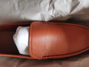 红蜻蜓春款男士时尚豆豆鞋男士休闲皮鞋舒适套脚休闲男鞋WTA5590 桔红色 43 实拍图