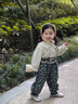 幼歌（YOUGE）【JUJU花园 温暖磨毛】 婴幼儿法式复古碎花背带裤 复古绿（66-90两用裆） 100 cm 实拍图