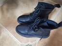 跨足行【牛皮】马丁靴男士秋冬季英伦高帮皮鞋增高黑色透气大码中帮皮靴 黑色8孔高帮【四季款】 44 码（=运动鞋45） 实拍图