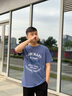 AK ARMY夏季新款复古飞虎队鲨鱼头飞机印花短袖t恤男休闲圆领男士体恤衫 蓝色 L （140-155斤 实拍图