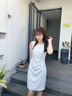 黎依奴（LISLAVE）显瘦连衣裙女裙装新款夏设计感圆领中长款裙子无袖OL高端晚礼服 白色 M 实拍图