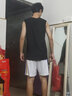 遥渠（YAO QU）夏季纯色背心男潮牌帅气短袖宽松圆领体恤ins港风百搭运动坎肩 黑色 XL【110-130】 实拍图