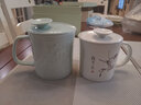 恒福自在杯 陶瓷月牙杯带过滤茶杯个人专用办公杯茶具高档带盖喝水杯 越窑古意 实拍图