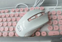 超薄蒸汽朋克复古背光键盘鼠标套装可爱粉色发光家用办公有线无线打字少女心笔记本台式电脑通用键鼠 淡雅粉白光-有线款(女生圆形按键键鼠套装) 实拍图