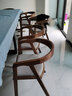 予凡实木扶手靠背餐椅美式软坐垫家用椅子简约整装书房圈椅围椅子 胡桃色 实拍图