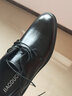 堡度驰男士皮鞋真皮隐形内增高鞋8cm6厘米10结婚鞋正装小格子青年男鞋  黑色(增6厘米) 40 实拍图