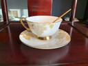 心饰园咖啡杯礼盒欧式高档骨瓷杯碟英式下午茶茶杯套装陶瓷生日礼物杯子 树叶（6杯碟）深蓝盒+金鸟架 实拍图