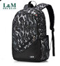 L&M中学生书包男高中生大学生双肩包韩版休闲旅行电脑背包耐磨牛津布 黑蓝色加大版 实拍图