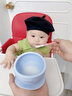 taoqibaby宝宝辅食碗婴幼儿专用喝汤吸管硅胶学食碗防摔防烫餐具 海天蓝 实拍图