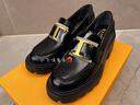 TOD'S【特惠6折】官方女士TIMELESS大T扣皮革乐福鞋高跟单鞋 黑色 37.5 实拍图
