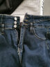 佐马仕 蓝灰高腰牛仔裤女秋冬季新款加绒加厚韩版修身弹力显瘦紧身九分 蓝灰 加绒 29 实拍图