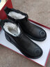 泰和源冬季羊毛加厚加绒保暖棉鞋女短筒妈妈鞋高帮防水软底防滑老人鞋女 黑色-59955 37 实拍图