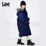 Lee大毛领连帽厚款保暖防风羽绒服儿童冬季保暖中长款潮男童女童外套 藏青色 165 实拍图