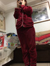 琼瑛 睡衣女秋冬加厚法兰绒两件套珊瑚绒情侣睡衣男家居服套装 女款酒红色 XL 实拍图