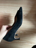 7or9 黑茶 黑色单鞋舒适职业细跟5cm百搭尖头空气棉高跟鞋送女友礼物 黑茶（宽楦版） 配饰需要另外购买 35 实拍图