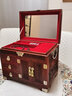 蝉庐红木大红酸枝中式多层珠宝饰品收纳盒结婚礼品复古雕花化妆镜箱子 血檀雕花百年好合首饰盒(中) 实拍图