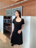 Calvin Klein Jeans夏季女士时尚优雅螺纹提花黑色圆领T恤连衣裙J221674 BEH-太空黑 XS 晒单实拍图
