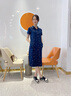 薇洛萱（WeiLuoXuan）2025夏天季新款连衣裙女装宽松休闲碎花POLO中长t恤棉裙子8707 藏青色 M 建议85-100斤 实拍图