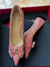 百丽红色水钻婚鞋女仙女细高跟鞋单鞋A1A1DCQ3 红色 38 实拍图