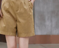 茵曼（INMAN）阔腿五分裤女士夏季新款松紧显瘦高腰直筒休闲新疆棉短裤 浅褐色 L 实拍图