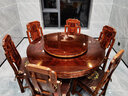 质道 红木家具 非洲花梨（学名：刺猬紫檀）实木餐桌椅组合新中式餐厅带转盘餐台饭桌 1.38米如意餐桌+6象头餐椅整装 实拍图